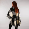 Throw Cape Shawl Tweed Black White Back