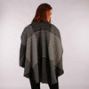 Throw Cape Shawl Tweed Black White Red Back