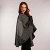 Throw Cape Shawl Tweed Black White Red Side