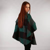 Throw Cape Shawl Green Black Check Back 