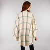 Throw Cape Shawl Cream, Purple & Green Windowpane Back