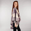 Throw Cape Shawl Tweed Lilac Cream Side