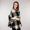 Ladies Tweed Cape Black and White Check Side