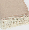 Irish Merino Wool & Cashmere Blanket - Beige Herringbone Details 