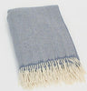 Irish Merino Wool & Cashmere Blanket - Blue Herringbone Front 