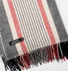 Irish Merino Wool & Cashmere Blanket - Navy & Red Stripe Details 