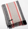 Irish Merino Wool & Cashmere Blanket - Navy & Red Stripe Front