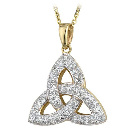 Diamond Trinity Knot Pendant - Yellow Gold