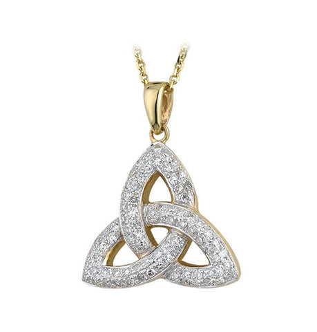 Diamond Trinity Knot Pendant - Yellow Gold