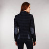 Ladies Tweed Jacket with Curve - Navy Windowpane Back