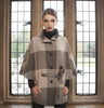 Ladies Tweed Cape Belted Grey Check Front
