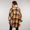 Beige Brown Shawl Tweed Cape Throw Back