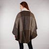 Throw Cape Shawl Brown Check Back 