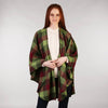 Throw Cape Shawl Green Wine Check