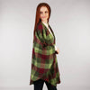 Throw Cape Shawl Green Wine Check Side